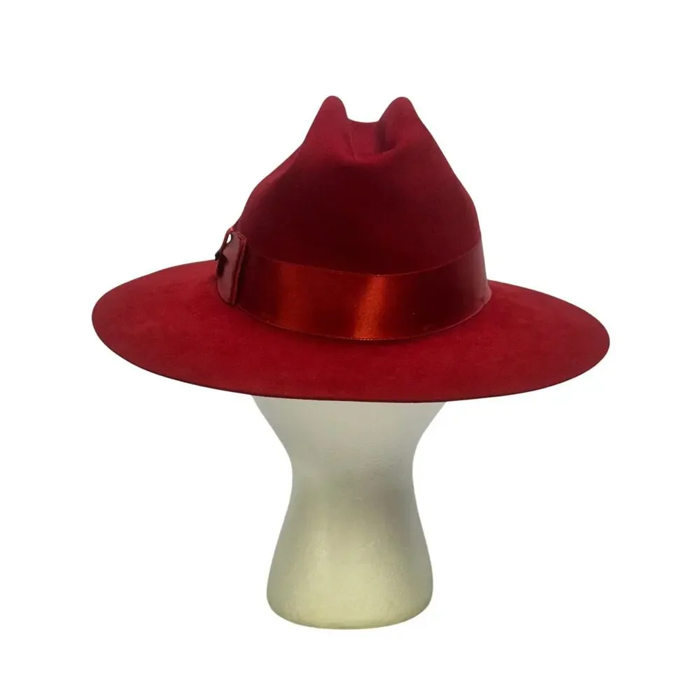 Resistol Self Conforming 5X Beaver Vintage Creased Satin Band 'Madera' Red Hat - Picture 3 of 9
